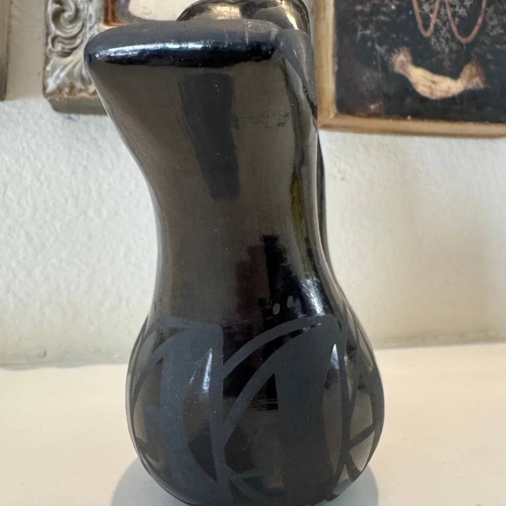 Santa Clara Pueblo Blackware‎ Wedding Vase by Birdell Bourdon